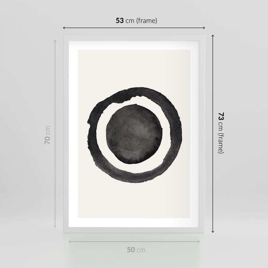 Plakat w ramie 50x70 - Bezgraniczne Widoki - abstrakcyjne plamy okręgi, akwarelowe - rama biała