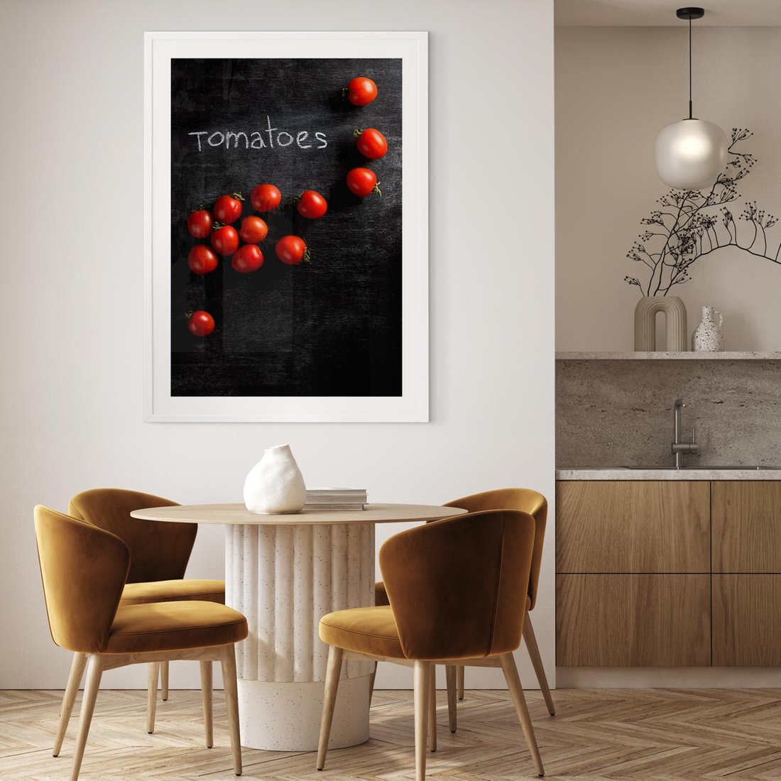 Plakat w ramie 40x50 - Świeżość Smaku - pomidory, kuchnia - rama biała