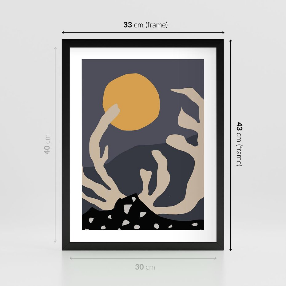 Plakat w ramie 30x40 - Tajemniczy Księżyc - nowoczesna sztuka, plakat - rama czarna