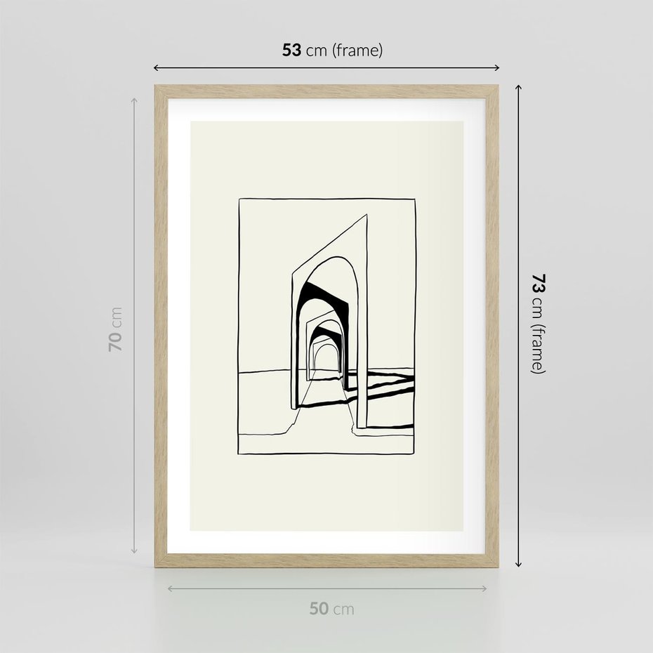 Plakat w ramie 50x70 - Poezja światła i cienia - nowoczesna sztuka, minimalistyczny styl - rama drewno