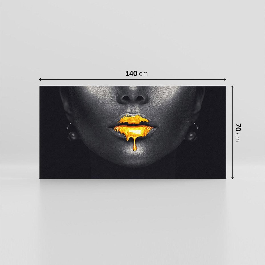 Obraz na płótnie 140x70 - Złote Usta Kobiety - złote, usta