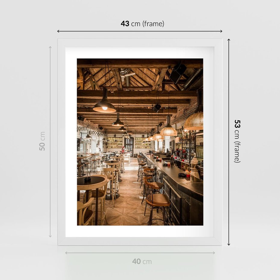 Plakat w ramie 40x50 - Smak i styl - restauracja, architektura - rama biała