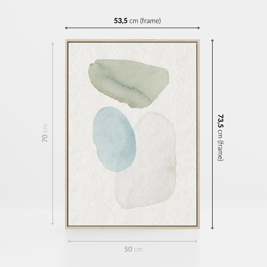 Obraz w ramie 50x70 - Akwarelowa Symfonia Natury - abstrakcyjne delikatne plamy, akwarelowe - rama drewno