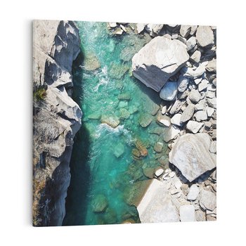 Obraz na płótnie 70x70 - Spotkanie natury i siły - rzeka, skały