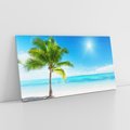 Obraz na płótnie 120x60 - Wakacyjne uniesienie: plaża i palma - plaża, morze