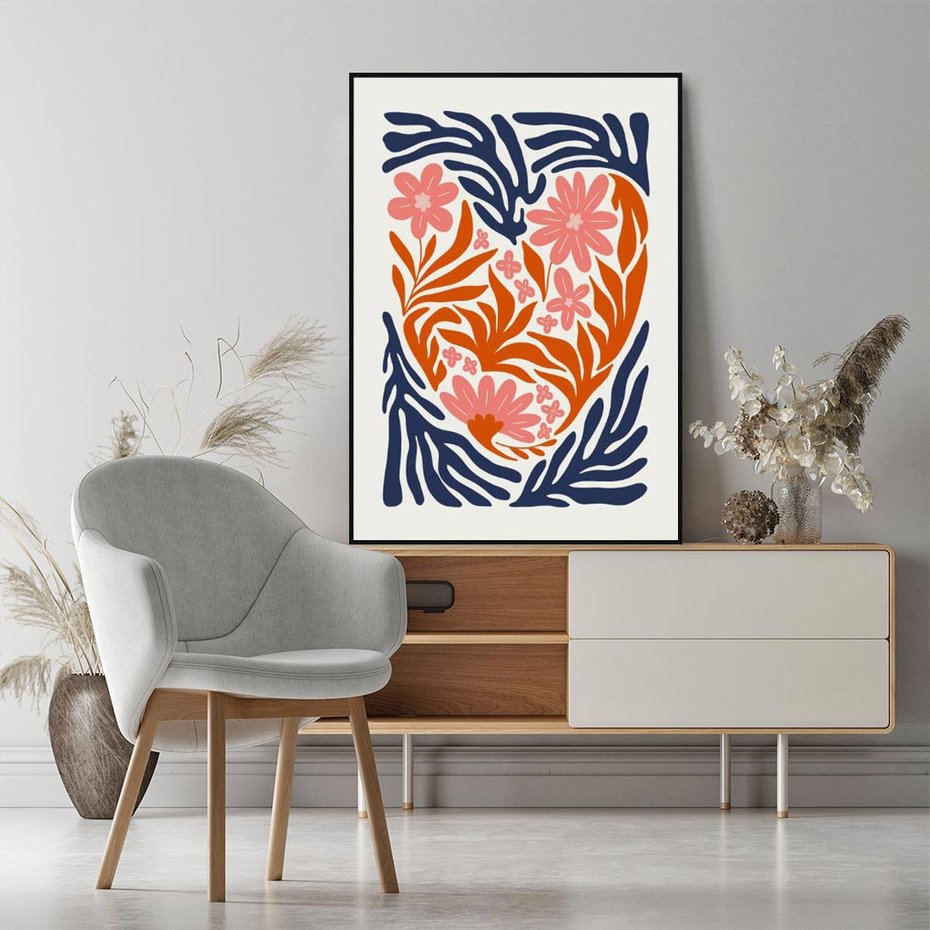 Obraz w ramie 70x100 - Kwiatami Splecione - kwiaty, nowoczesny plakat - rama czarna