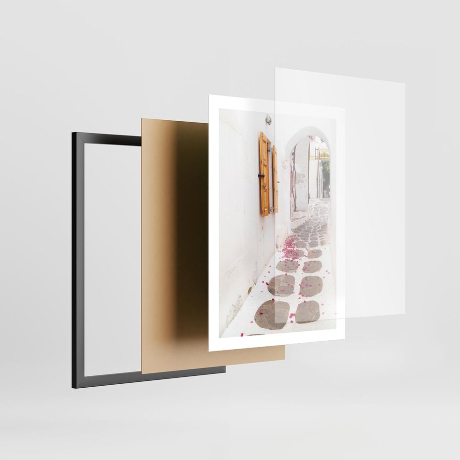 Plakat w ramie 50x70 - Urok Południowej Uliczki - uliczka, południe - rama czarna