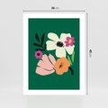 Plakat bez ramy 30x40 - Rozbijające Echa - abstrakcyjne kwiaty, zielone tło
