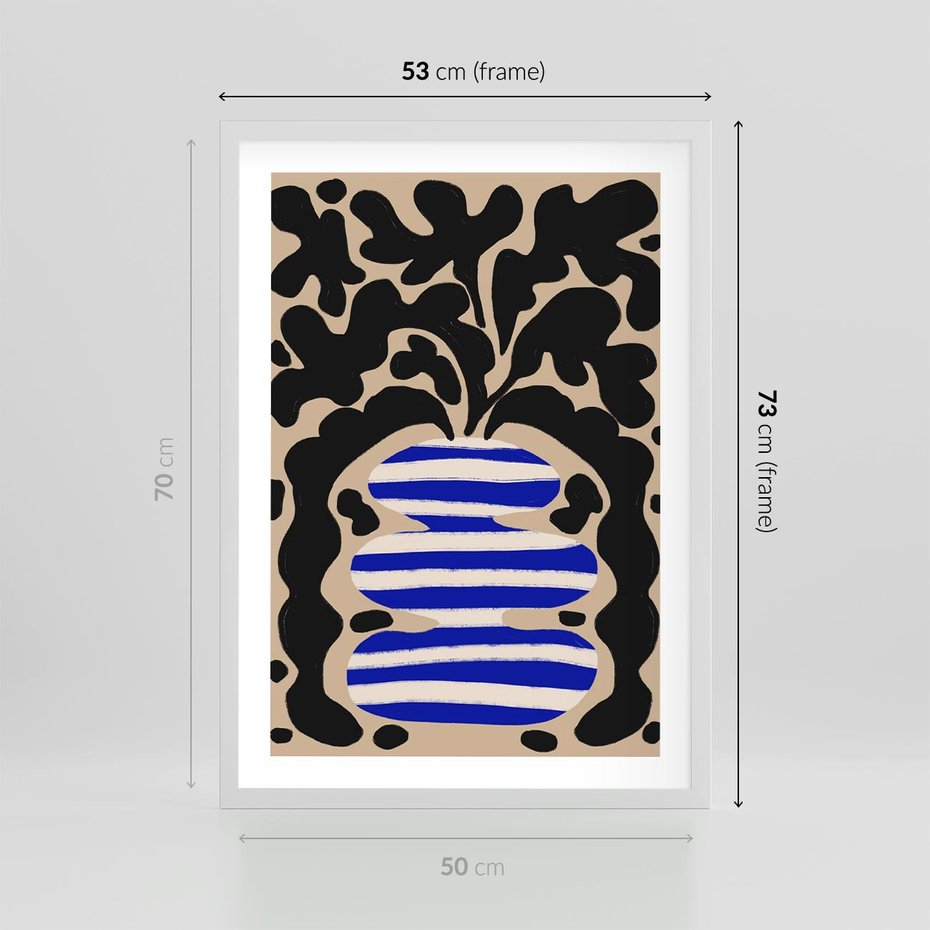 Plakat w ramie 50x70 - Boho Wizje - abstrakcyjny plakat, ciekawe formy - rama biała