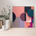 Obraz w ramie 80x80 - Przenikanie przestrzeni czasu - abstrakcja, geometria - rama drewno