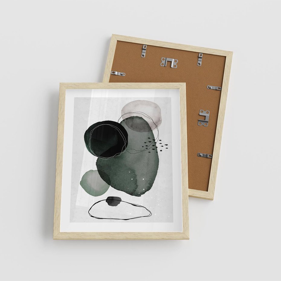 Plakat w ramie 40x50 - Abstrakcyjne Plamy w Akwareli - abstrakcyjne akwarelowe plamy - rama drewno