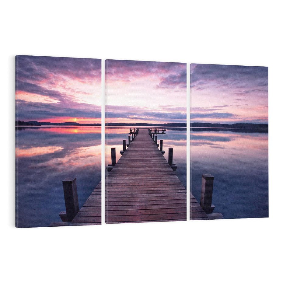 Obraz na płótnie 120x80 - spotkanie przy molo - jezioro, molo