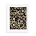 Plakat w ramie 40x50 - Piękno Drewna - belki drewna, drewno - rama biała