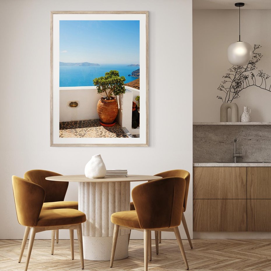 Plakat w ramie 30x40 - Santorini - oaza greckiej wyspy - Santorini, grecka - rama drewno