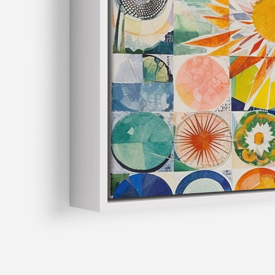 Obraz w ramie 50x50 - Rozkwitające Wzory Abstrakcji - abstrakcyjny obraz, mnogość kolorów - rama biała