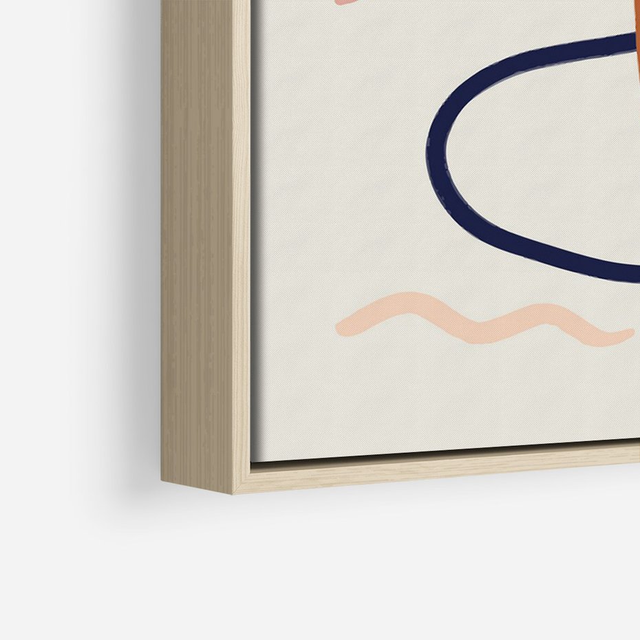 Obraz w ramie 50x70 - Mgnienie Oka - abstrakcja w stylu picasso, beżowe tło - rama drewno