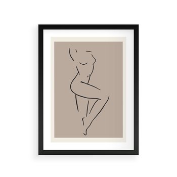 Plakat w ramie 30x40 - Zanikająca Wyobraźnia - mnimalistyczny akt, beżowa tonacja - rama czarna
