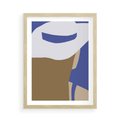 Plakat w ramie 50x70 - Kobiecy Wiatr - plakat retro, kobieta w kapeluszu - rama drewno