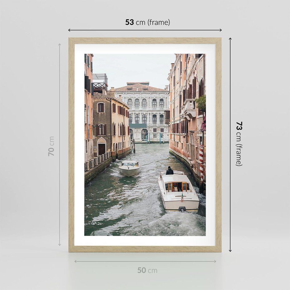 Plakat w ramie 50x70 - Wenecja na Twojej Ścianie - wenecja, kanały - rama drewno