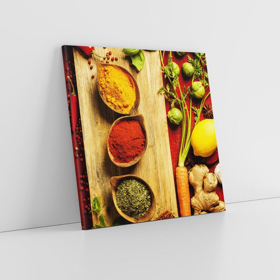 Obraz na płótnie 60x60 - Smakowy Zmysł - przyprawy, kuchnia