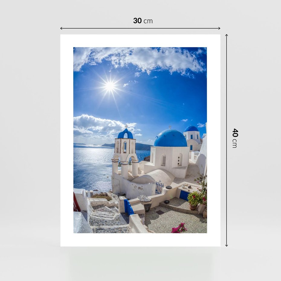 Plakat bez ramy 30x40 - Uroki Santorini we Włoszech - Santorini, Włochy