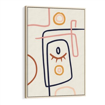 Obraz w ramie 70x100 - Manifestacje Dziwności - abstrakcja w stylu picasso, beżowe tło - rama drewno