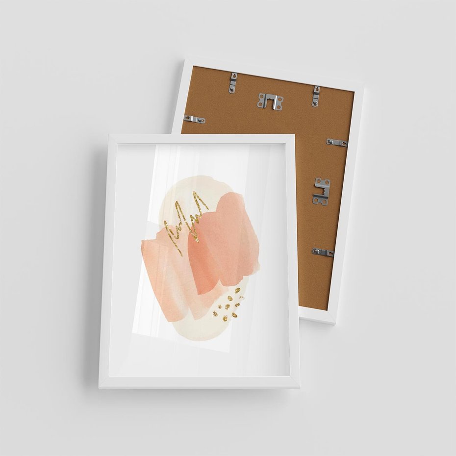 Plakat w ramie 30x40 - Rozbijające Plamy - abstrakcyjne akwarelowe plamy, minimalizm - rama biała