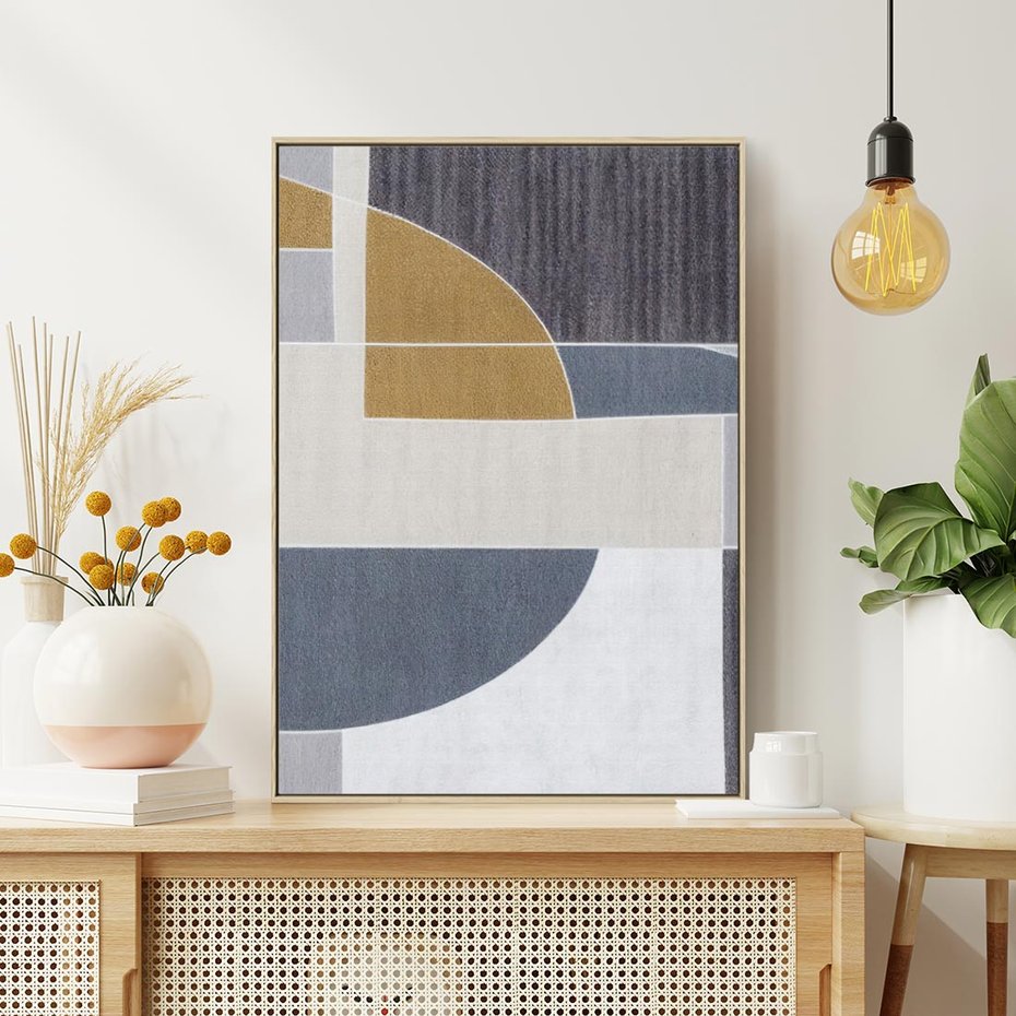 Obraz w ramie 50x70 - Odbicie wschodzącego jutra - graficzne kształty, geometria - rama drewno