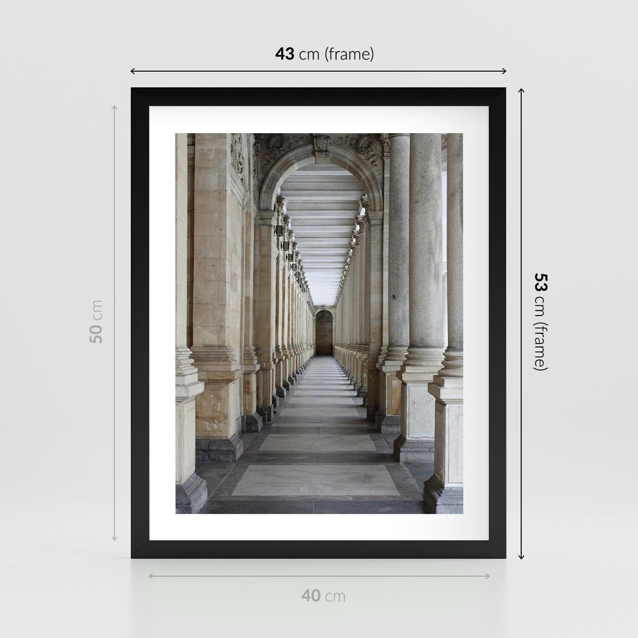 Plakat w ramie 40x50 - Uroki Kolumn - kolumny, architektura - rama czarna