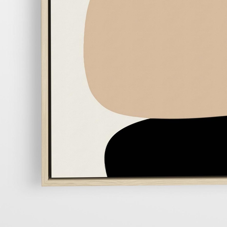 Obraz w ramie 50x50 - Zgeometryzowane Kształty - modernistyczny plakat, obłe kształty - rama drewno