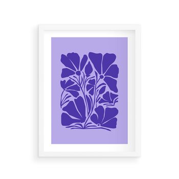 Plakat w ramie 30x40 - Migocące Boho Wibracje - kwiaty, energetyczne fioletowe tło - rama biała