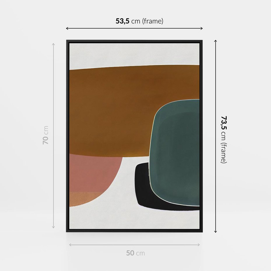 Obraz w ramie 50x70 - Emocje w akwarelach - geometryczne dziwne kształty, turkusowy - rama czarna