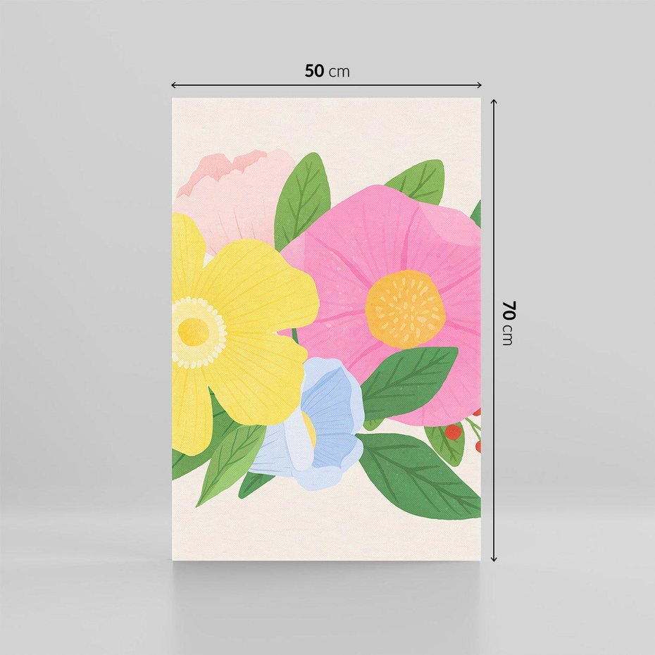 Obraz na płótnie 50x70 - Kwiatowy Uśmiech - kwiaty, akwarela