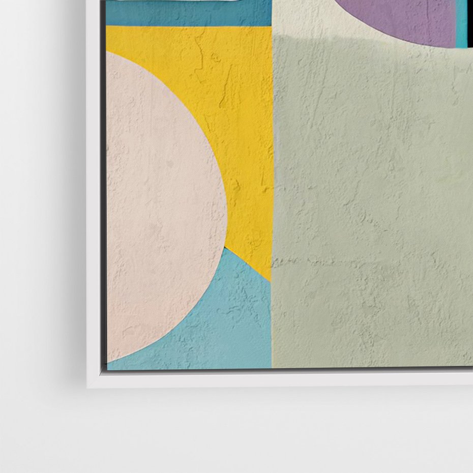 Obraz w ramie 80x120 - Taniec Kształtów Emocji - abstrakcyjne geometryczne kształty, olejny obraz - rama biała