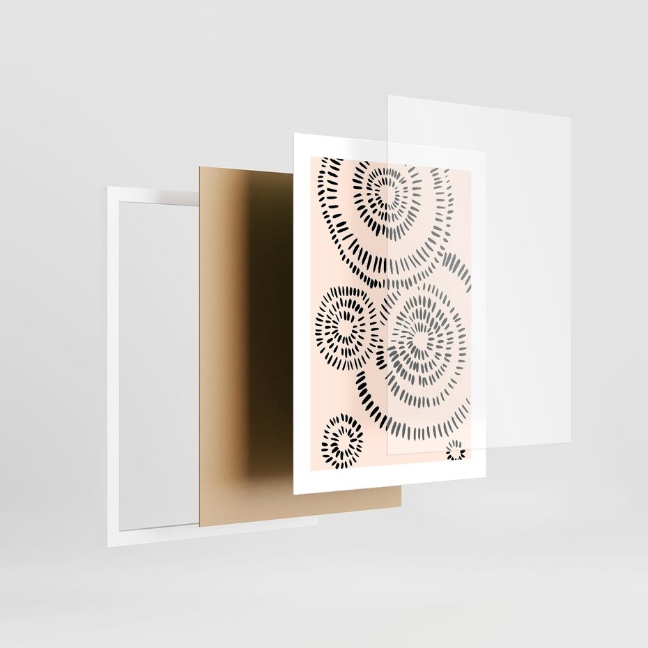 Plakat w ramie 30x40 - Abstrakcyjne Wnętrza - minimalistyczne kształty, odbicia - rama biała