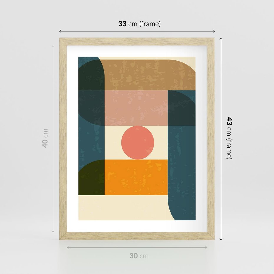Plakat w ramie 30x40 - Geometryczna Ekspresja - geometria, plakat - rama drewno