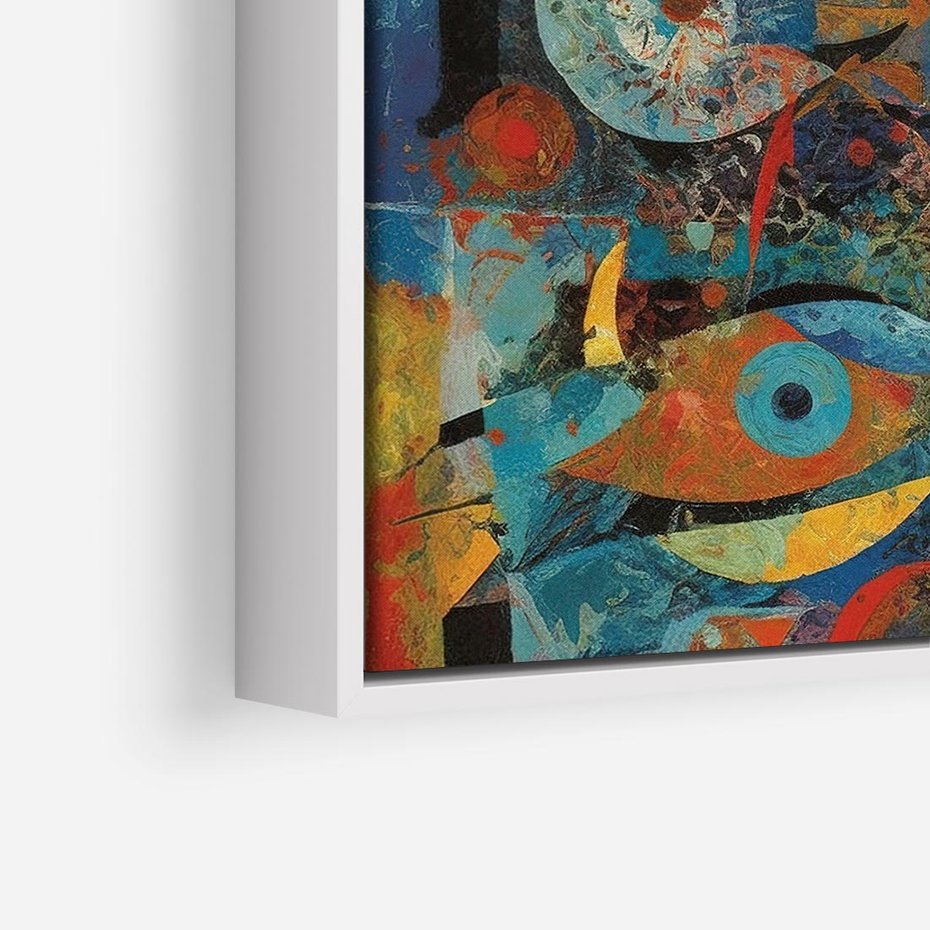 Obraz w ramie 80x80 - Migotliwe Przesunięcia Konturów - abstrakcyjny obraz, sztuka abstrakcji - rama biała