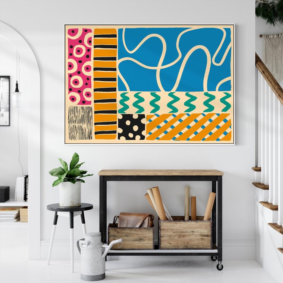 Obraz w ramie 100x70 - Etno Boho - etno ornamenty, boho klimat - rama biała