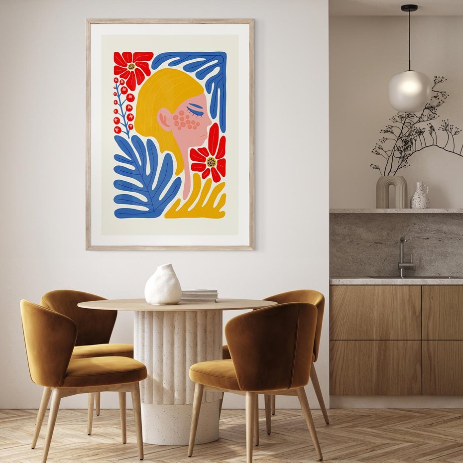 Plakat w ramie 30x40 - Kolorowe Rytmy - kobieca sztuka, abstrakcja - rama drewno