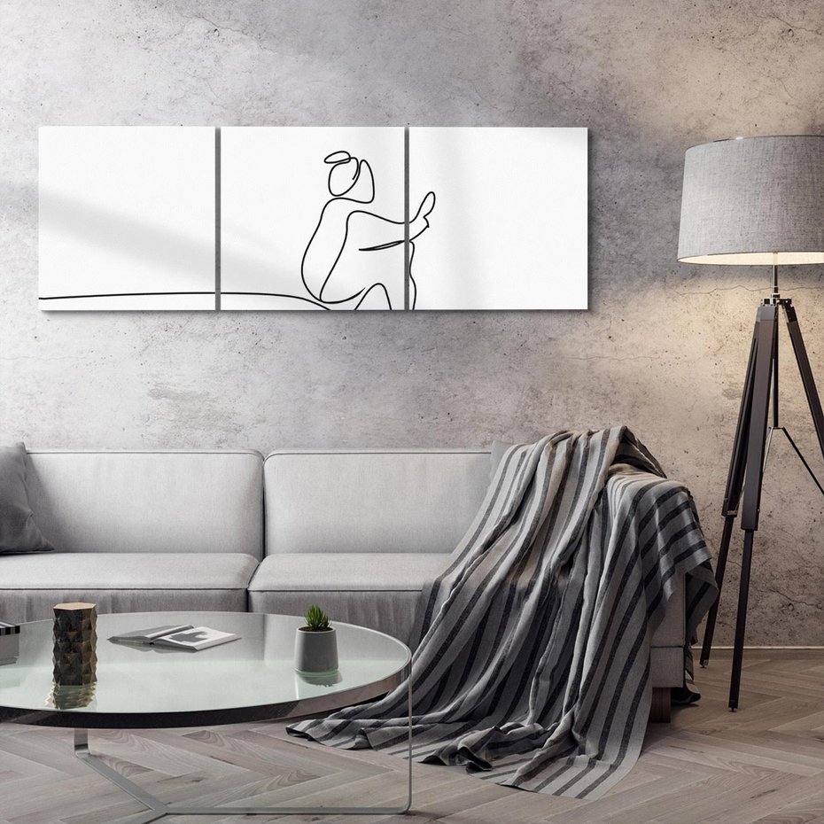 Obraz na płótnie 150x50 - Linie Wewnętrznej Refleksji - line art, szkic