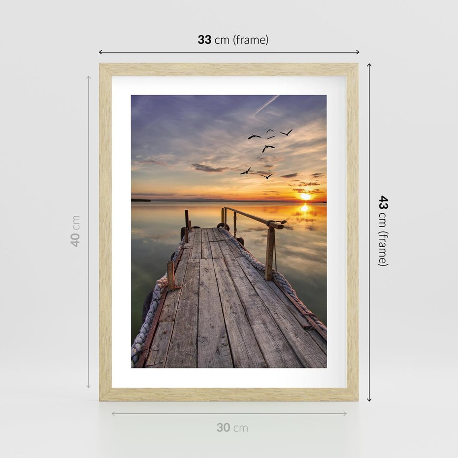 Plakat w ramie 30x40 - Zachód Słońca na Pomostcie - zachód, słońca - rama drewno