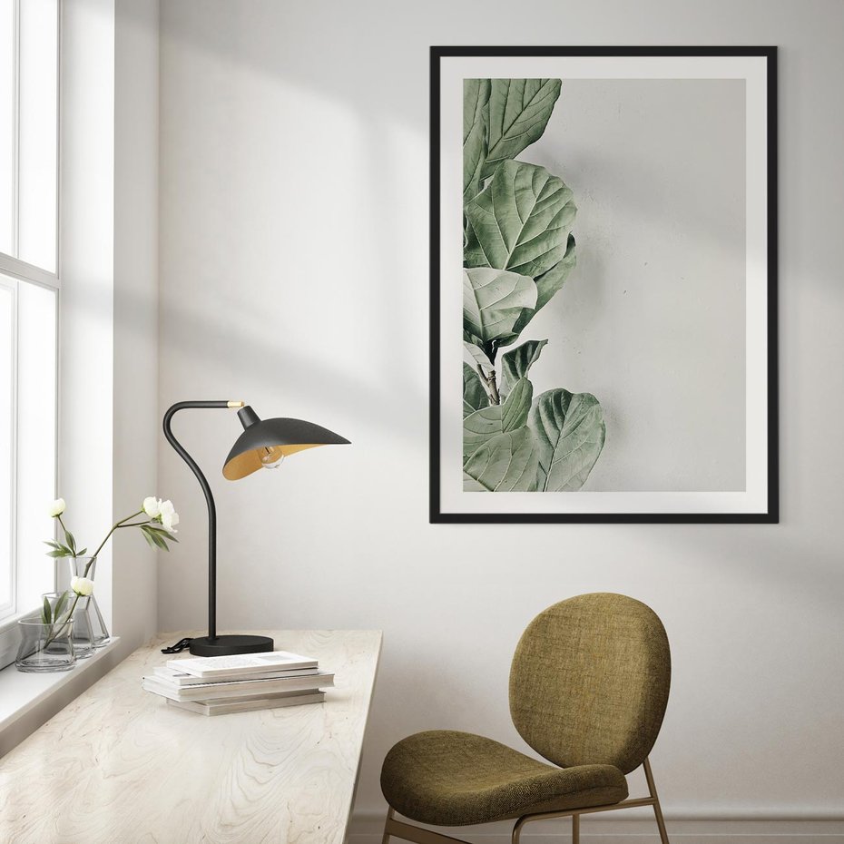 Plakat bez ramy 21x30 - Minimalistyczna Harmonia: Zieleń Liści - zieone liście, kompozycja