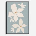 Obraz w ramie 70x100 - Błękit Kwiatów - kwiaty, nowoczesne i minimalistyczne - rama czarna