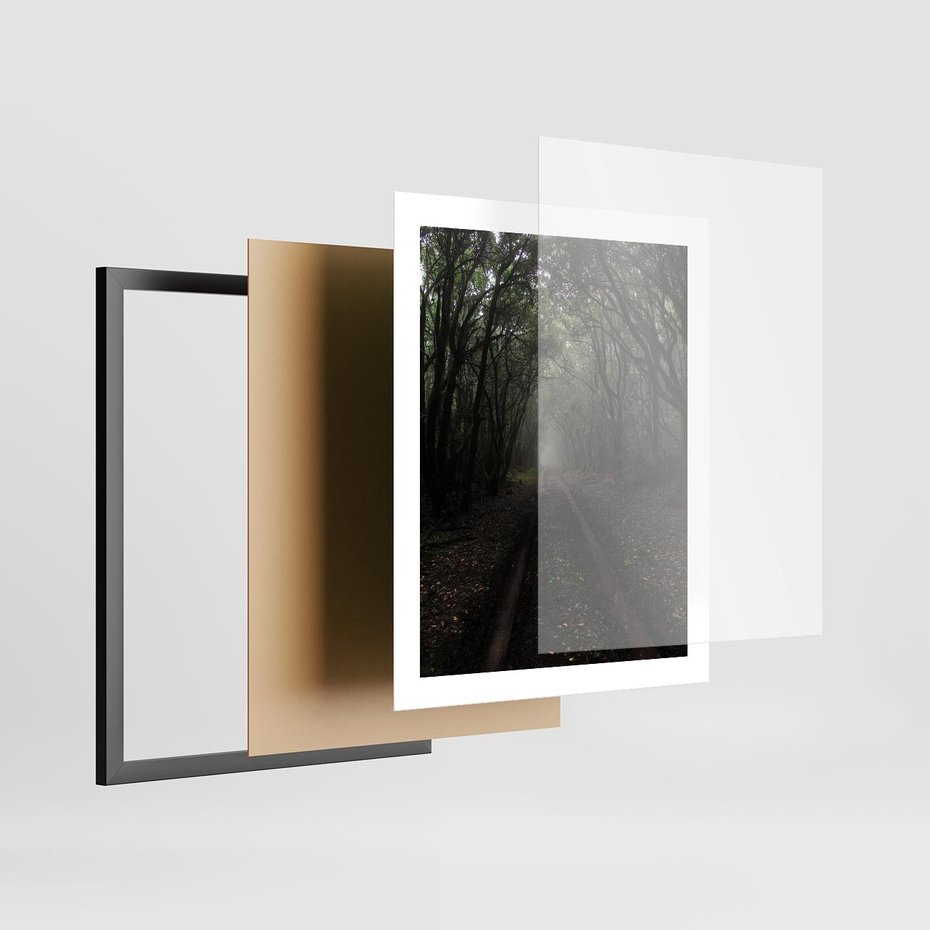 Plakat w ramie 40x50 - Urok Drogi - las, droga - rama czarna