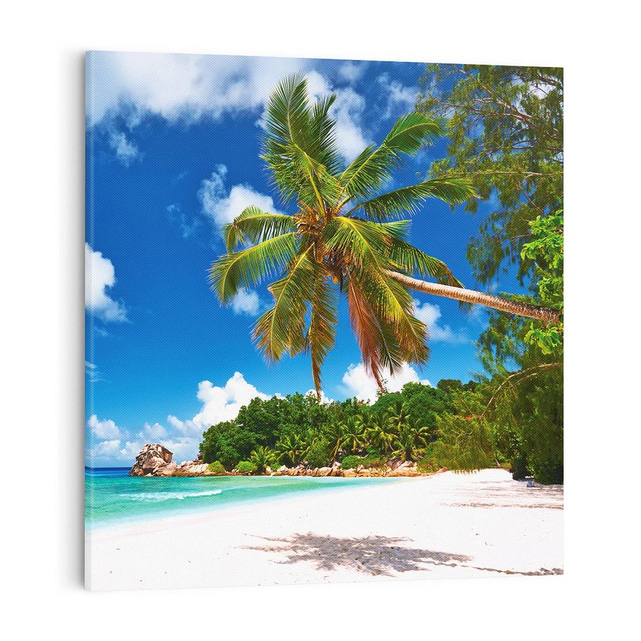 Obraz na płótnie 60x60 - Oaza palm na plaży - palma, plaża