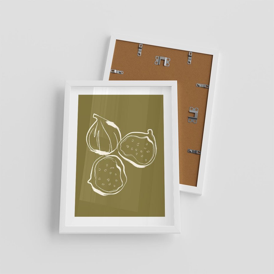 Plakat w ramie 30x40 - Podróżne Barwy - figi, minimalistyczny styl - rama biała