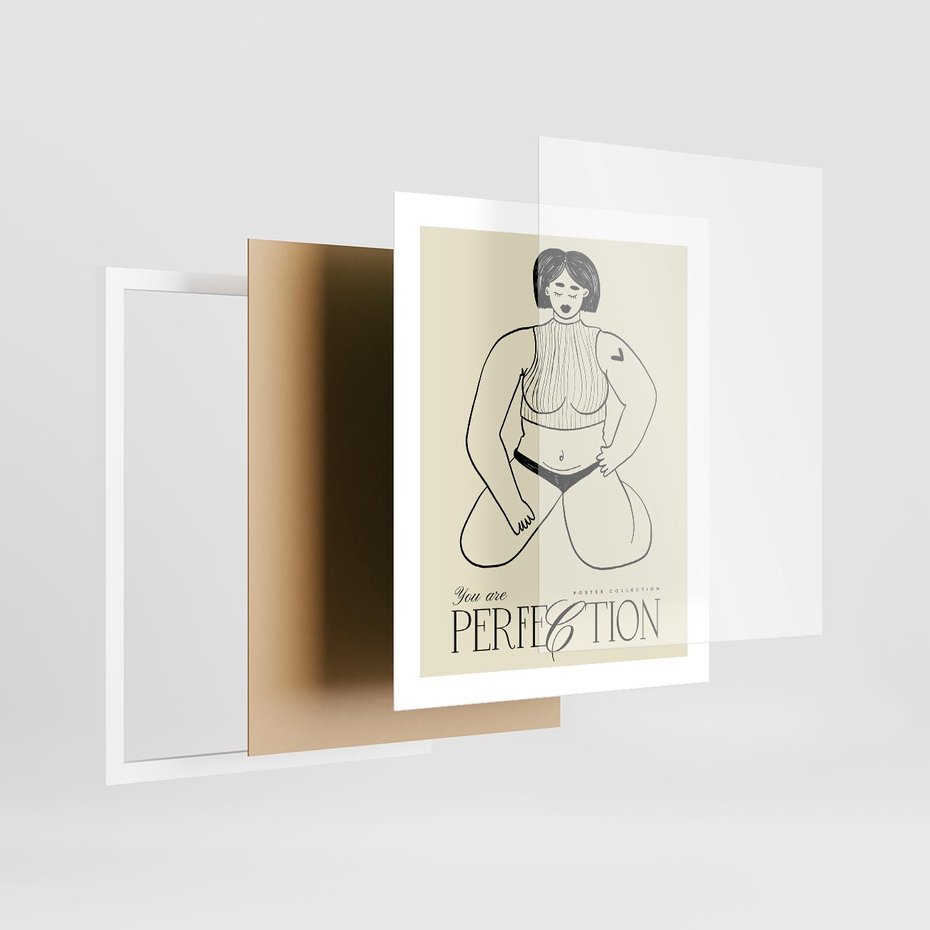 Plakat w ramie 40x50 - Refleksje Przejmujących Myśli - rysunek, plakat - rama biała