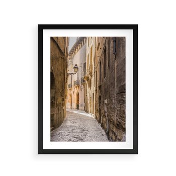 Plakat w ramie 50x70 - Perspektywa Uliczki - uliczka, perspektywa - rama czarna