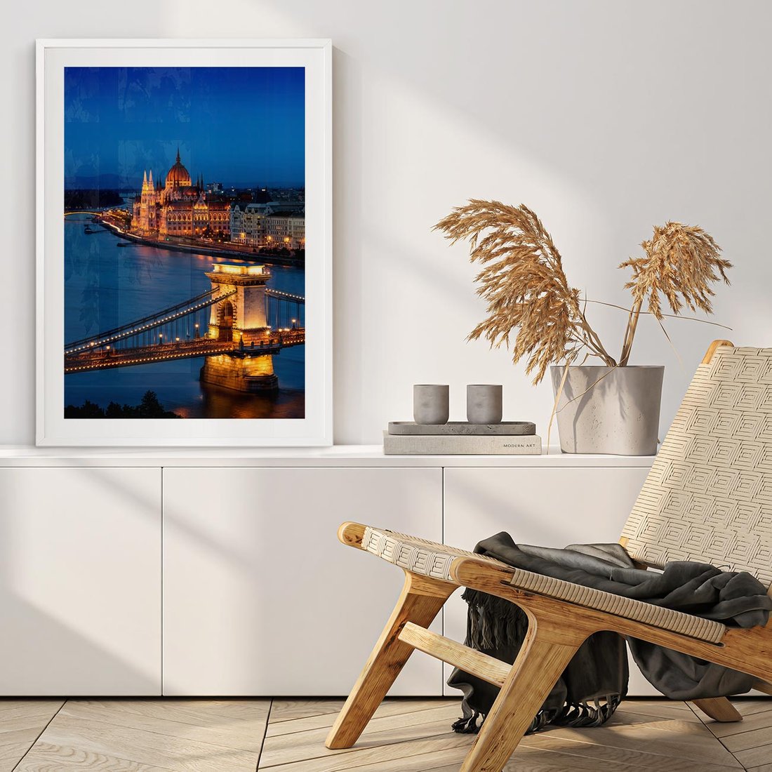 Plakat bez ramy 40x50 - Mostowe miasto nocą - miasto, most