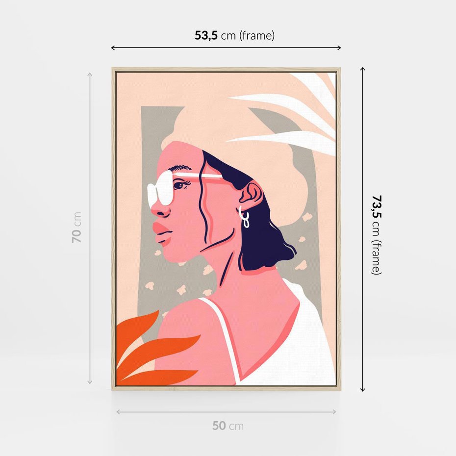 Obraz w ramie 50x70 - Kobieca Esencja - nowoczesny plakat, styl retro - rama drewno